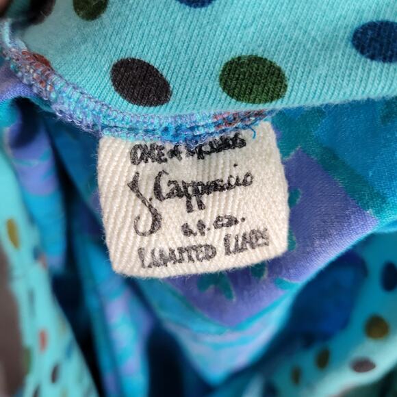 One of a kind Jil Cappuccio Blue Purple Snowflake Polka Dot Gaucho Pants - Picture 7 of 7